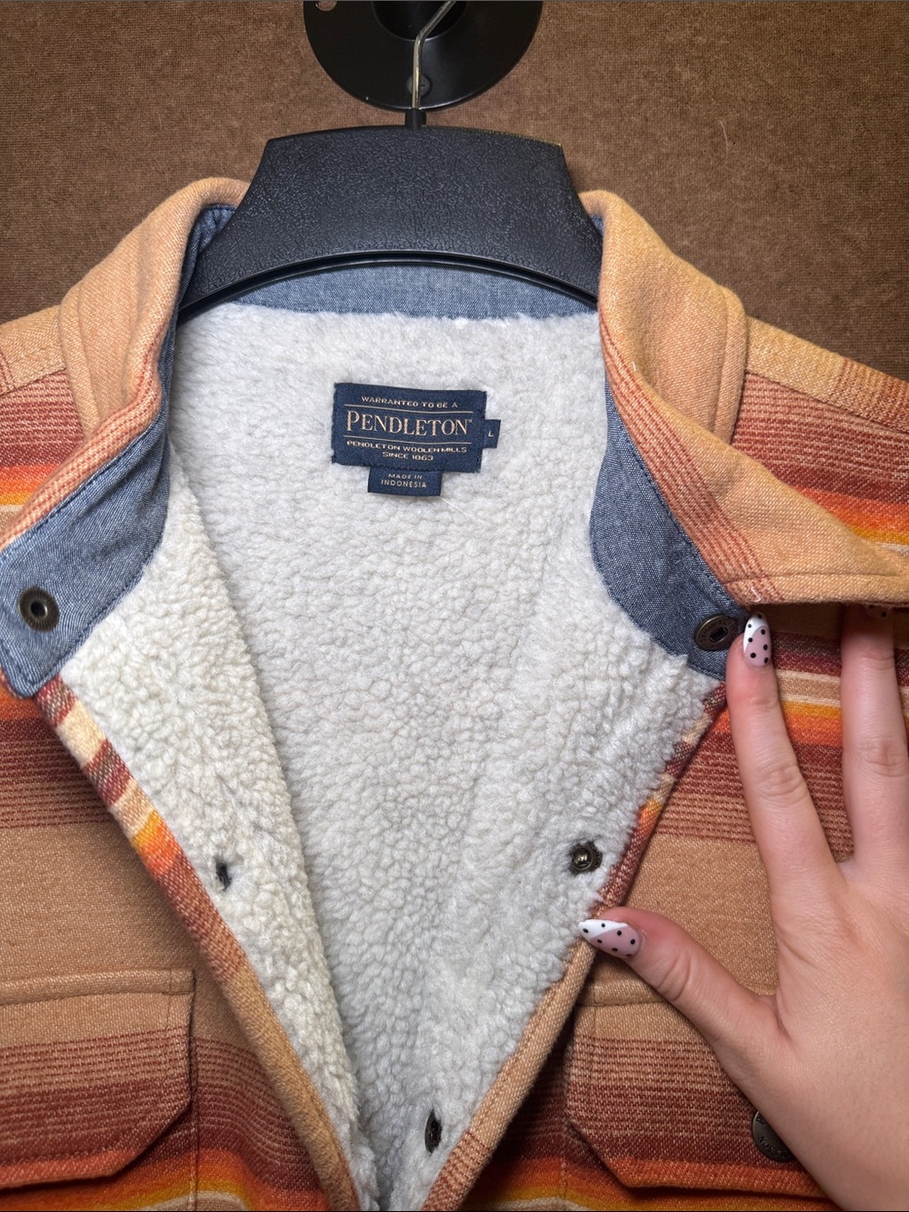 Pendleton Striped Wool Shirt Jacket in Tan, Rust & Orange - Picture 4 of 6